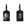 AFPANQZ Travel Luggage Tag Pu Leather Suitcase Label Card Holder for Men Boys Girls Women Backpack Animal Brown Horses Print with Leather Belt Strap view 1