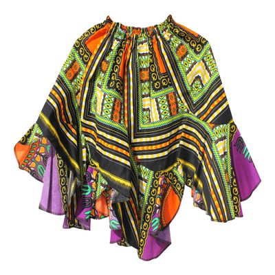 RaanPahMuang Girls Wild Flowing Dashiki Patch Skirt 3/4 Capri Length Elastic Waist, 6 Years-7 Years, Purple