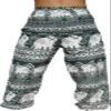 RaanPahMuang Mixed Art Print Rayon Side Pockets Straight Leg Cargo Pants, Small, Green view 2