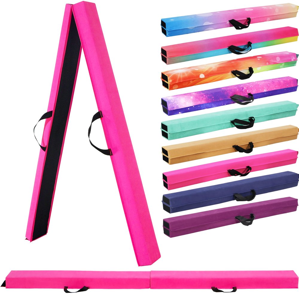 6FT/9FT Folding Balance Beam for Kids ages 3-39- Foldable Gymnastics Floor Beam,Anti-Slip,Carrying Bag, Faux Suede Covered,EVA foam,Gymnastics Equipment for Kids Training At Home,School,Gym Center