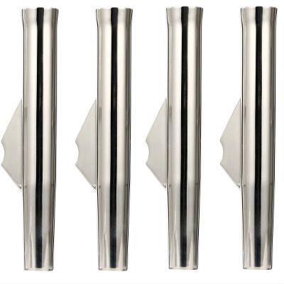 Amarine Made 4-Pack Stainless Fishing Rod Holder Angeled and Flared with Liner - 1/3" Coped Blade, 1-3/4" Inner Diameter White Liner