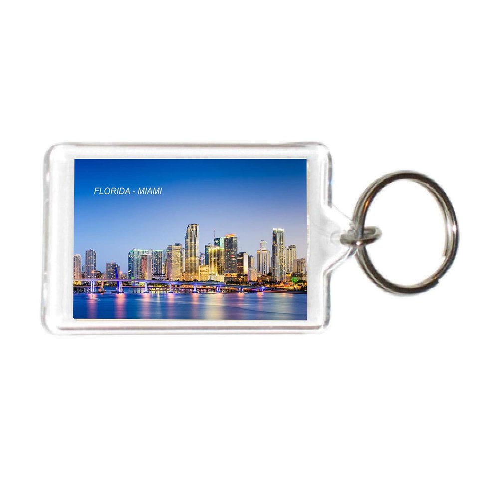 Florida USA United States Acrylic Keychains KeyRings Holders (12 Piece, Style: Miami #FL52)