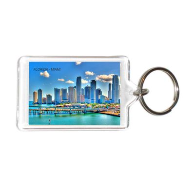 Florida USA United States Acrylic Keychains KeyRings Holders (12 Piece, Style: Miami #FL60)