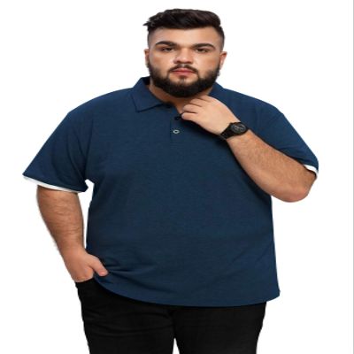 Aiyino Men's Big and Tall Classic Fit Short Sleeve Solid Soft Cotton Polo Shirt 5XL Navy