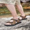 CAMEL CROWN Men's Water Sandals Waterproof Arch Support Hiking Sandals Comfort Leather Sandals Adjustable Athletic Outdoor Sandals for Summer Beach Trail Walking Khaki/Green 12 view 2