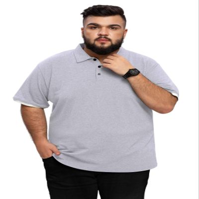 Aiyino Men's Big and Tall Classic Fit Short Sleeve Solid Soft Cotton Polo Shirt 5XL Light Grey