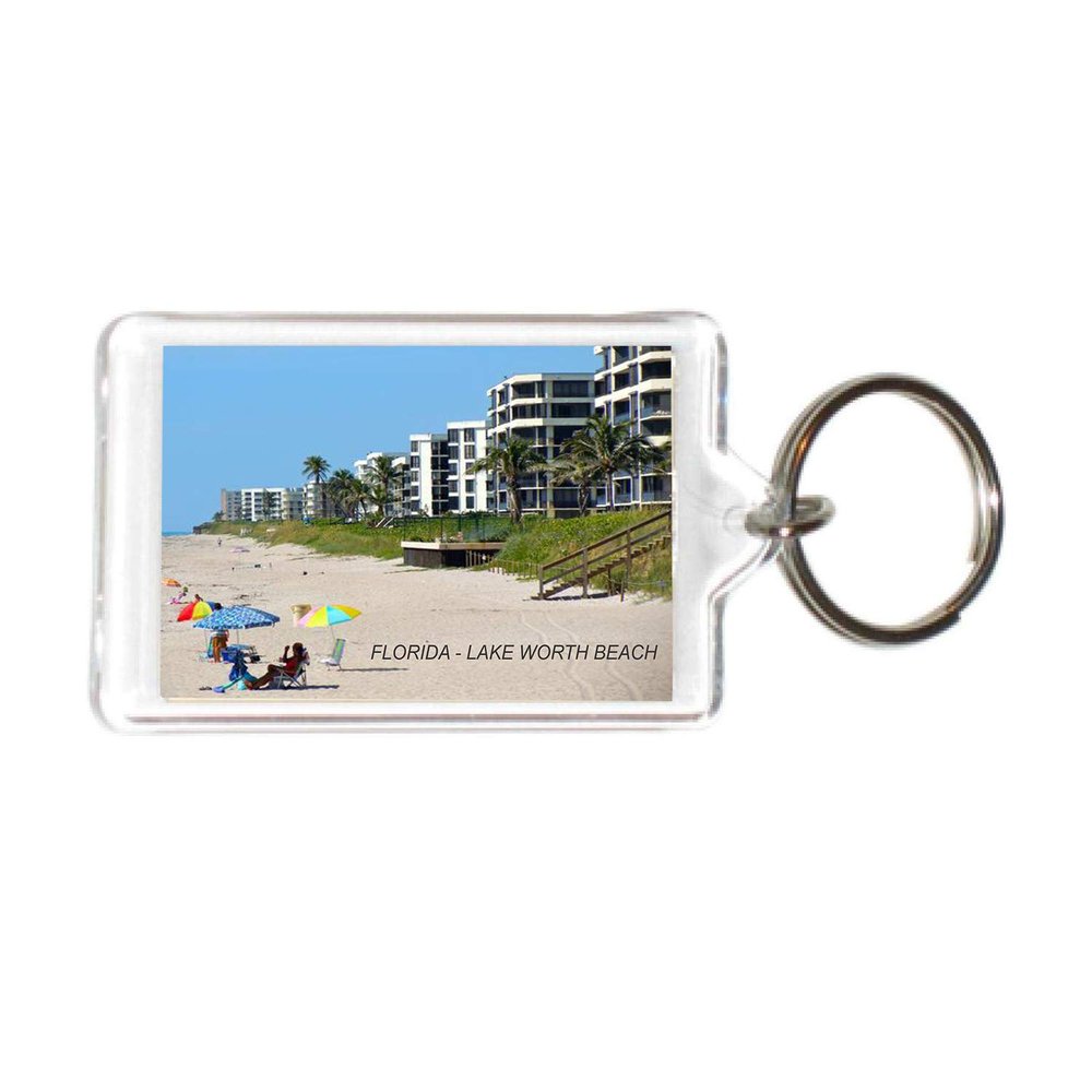 Florida USA United States Acrylic Keychains KeyRings Holders (1 Piece, Style: Lake Worth Beach #FL85)