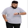 Aiyino Men's Big and Tall Classic Fit Short Sleeve Solid Soft Cotton Polo Shirt 3XL Light Grey view 3