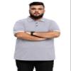 Aiyino Men's Big and Tall Classic Fit Short Sleeve Solid Soft Cotton Polo Shirt 3XL Light Grey view 4