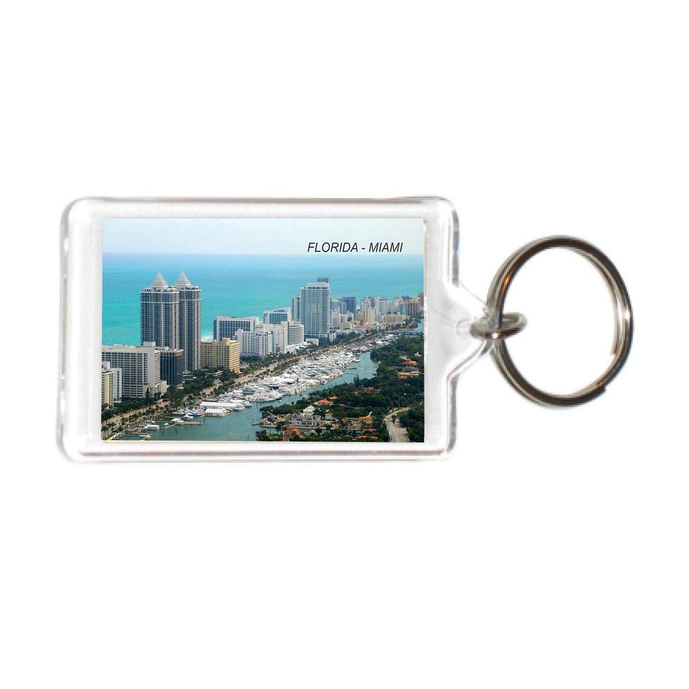 Florida USA United States Acrylic Keychains KeyRings Holders (1 Piece, Style: Miami #FL69)