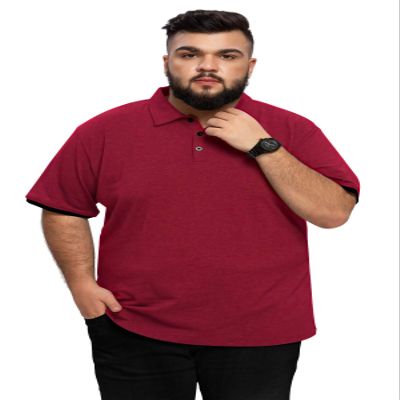 Aiyino Men's Big and Tall Classic Fit Short Sleeve Solid Soft Cotton Polo Shirt 2XL Red