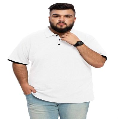 Aiyino Men's Big and Tall Classic Fit Short Sleeve Solid Soft Cotton Polo Shirt 2XL White