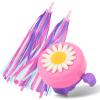 PLATT Bike Bell for Kids, Bike Horn for Boys and Girls Bike with 1 Pair Bike Streamer TasselsPink+Purple view 1