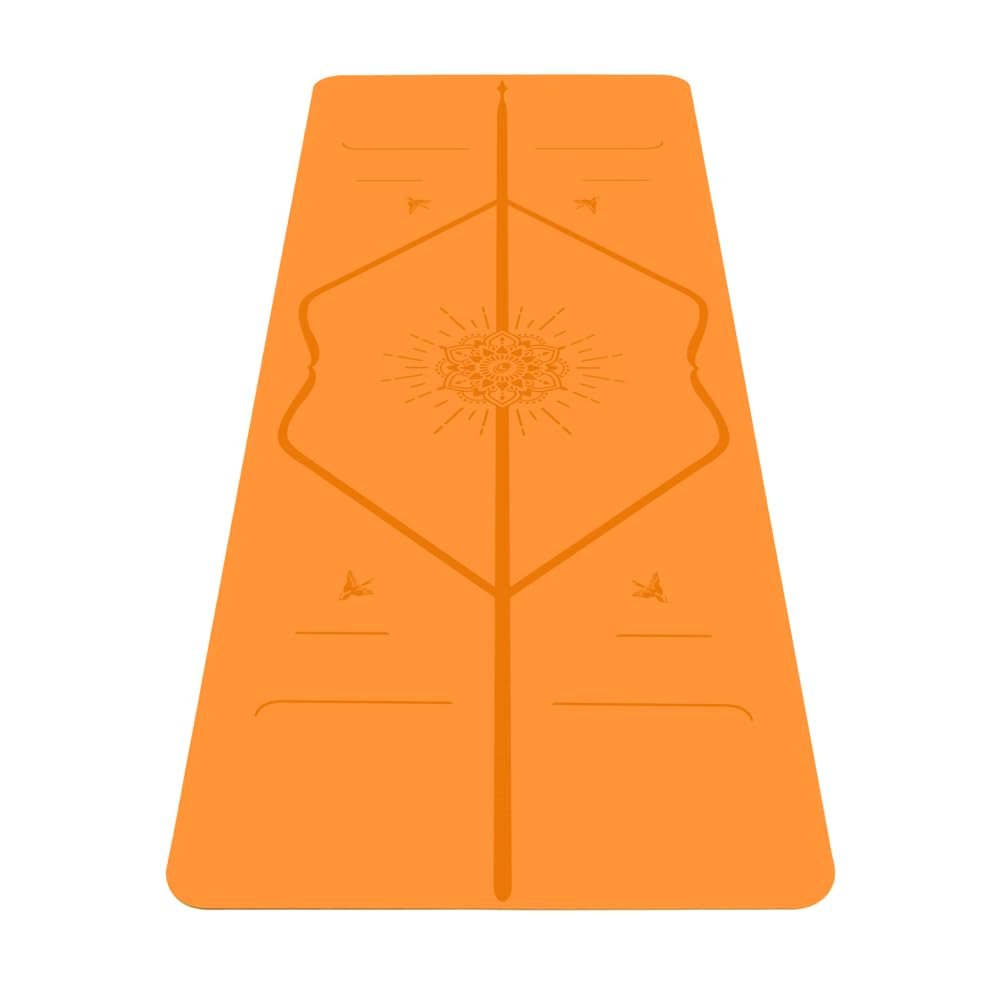 Liforme Travel Yoga mat  Free Yoga Bag, Patented Alignment System, Warrior-like Grip, Non-slip, Eco-friendly and Biodegradable, Ultra-lightweight, Sweat resistant, Long, Wide and Thick (Orange)