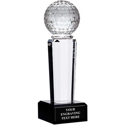 Golf Award, 12 1/2" Onyx Pedestal Crystal Golf Ball Awards Prime