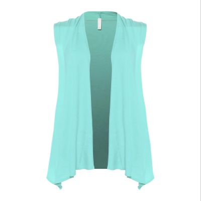 Design by Olivia Women's Sleeveless Open Front Draped Cardigan Vest Lightweight Cool Coat Mint XL