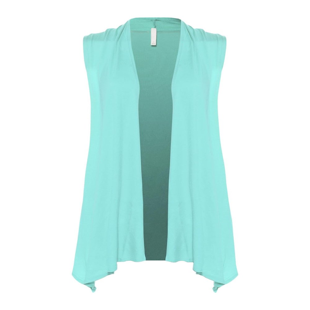 Design by Olivia Women's Sleeveless Open Front Draped Cardigan Vest Lightweight Cool Coat Mint XL