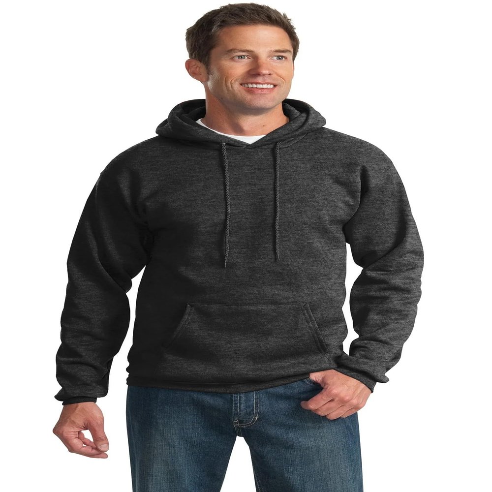Port & Co Essential Fleece Pullover Hooded Sweatshirt-PC90H-2XL-Dark Heather Grey