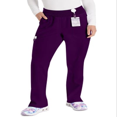 Dickies EDS Essentials Women Scrubs Pant Natural Rise Tapered Leg Pull-on DK005P, S Petite, Eggplant