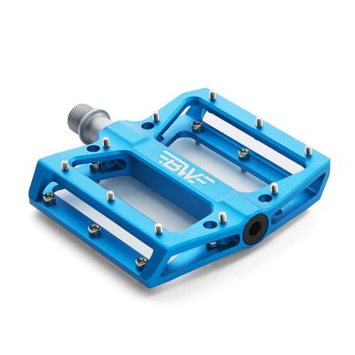 BW USA Berm Platform Bike Pedals - Lightweight Aluminum Flat Pedals for MTB and BMX - Blue