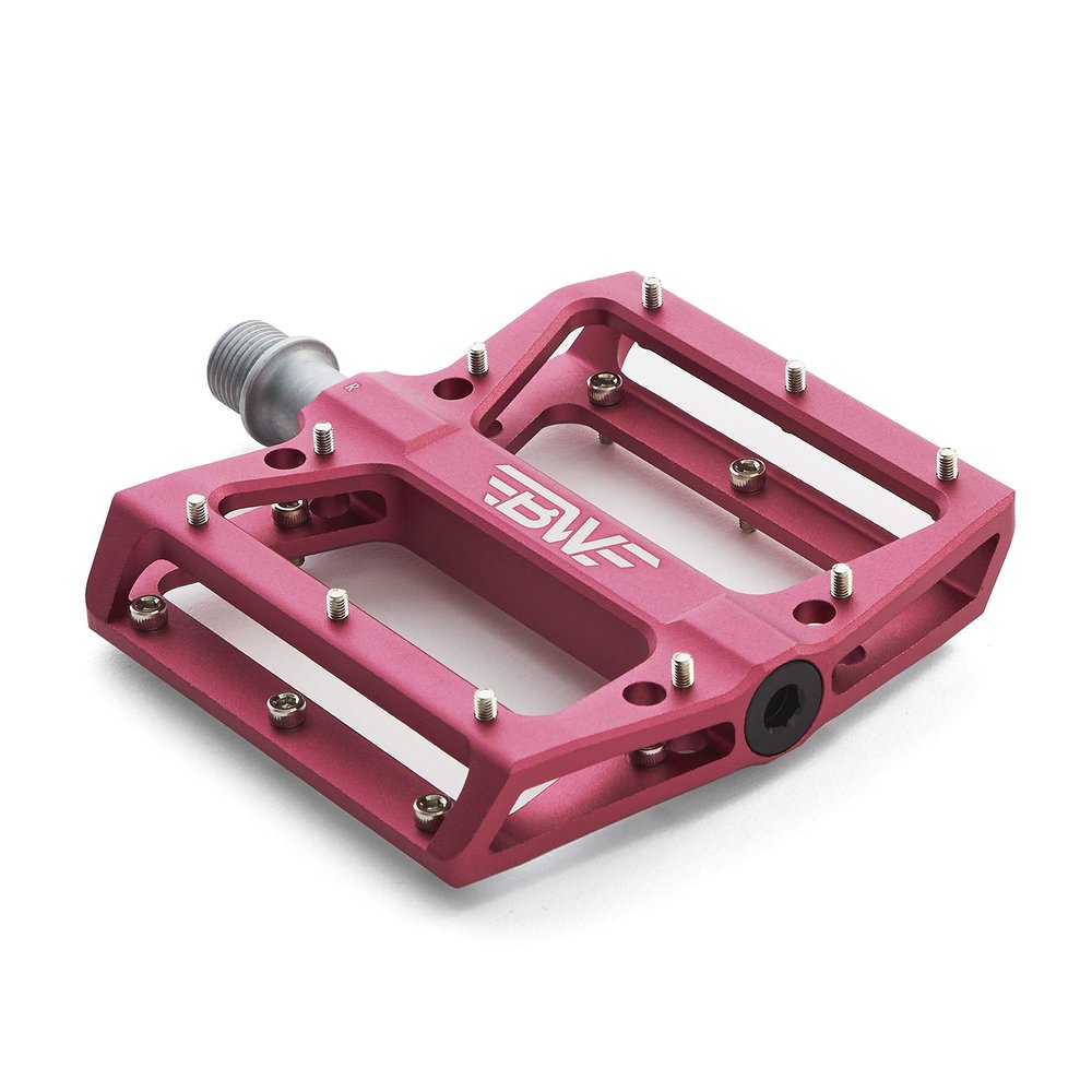 BW USA Berm Platform Bike Pedals - Lightweight Aluminum Flat Pedals for MTB and BMX - Pink