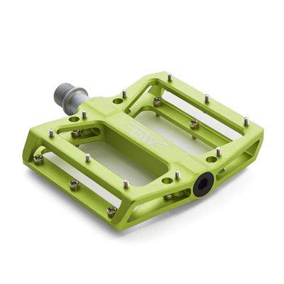 BW USA Berm Platform Bike Pedals - Lightweight Aluminum Flat Pedals for MTB and BMX - Green