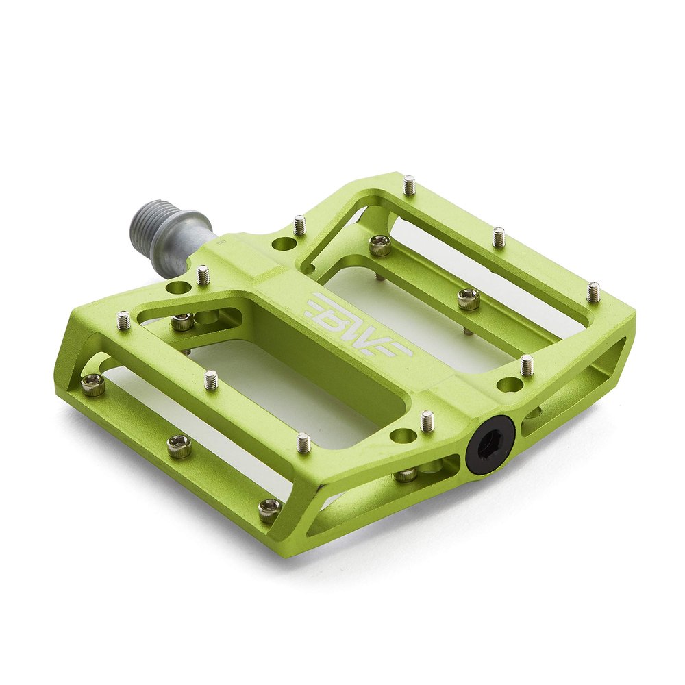 BW USA Berm Platform Bike Pedals - Lightweight Aluminum Flat Pedals for MTB and BMX - Green