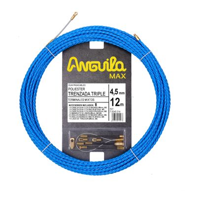 Anguila Max 7.5045.012 Cable Guide Special Curves Polyester Triple Braided 4.5 mm 12 m and Mixed Terminals, Blue