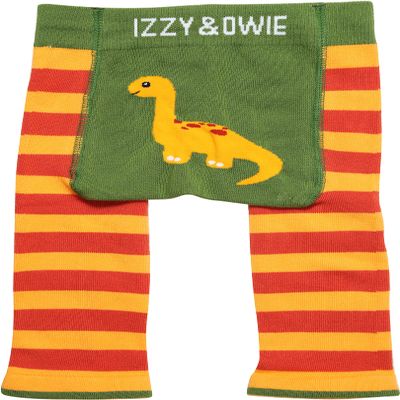 Pavilion Gift Company Dino - Orange 6-12 Month Soft & Stretchy Baby Stripe Leggings