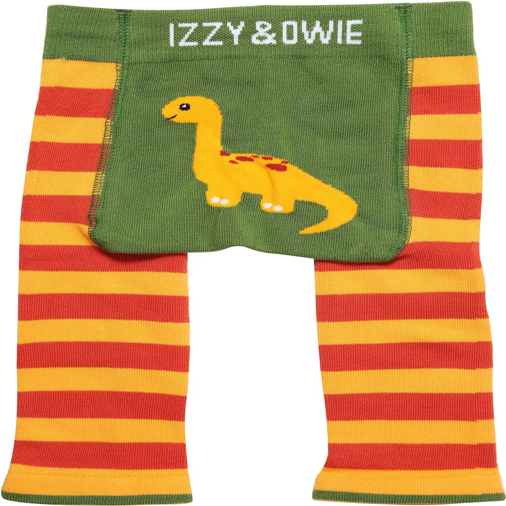Pavilion Gift Company Dino - Orange 6-12 Month Soft & Stretchy Baby Stripe Leggings