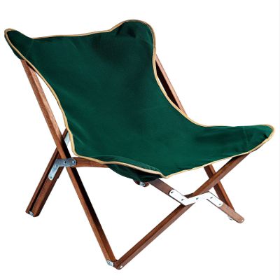 BYER OF MAINE Pangean Butterfly Chair, Easy-Fold Hardwood Sling Chair Portable Beach, Camping & Patio Seat 34H 23W 27D in Forest Green