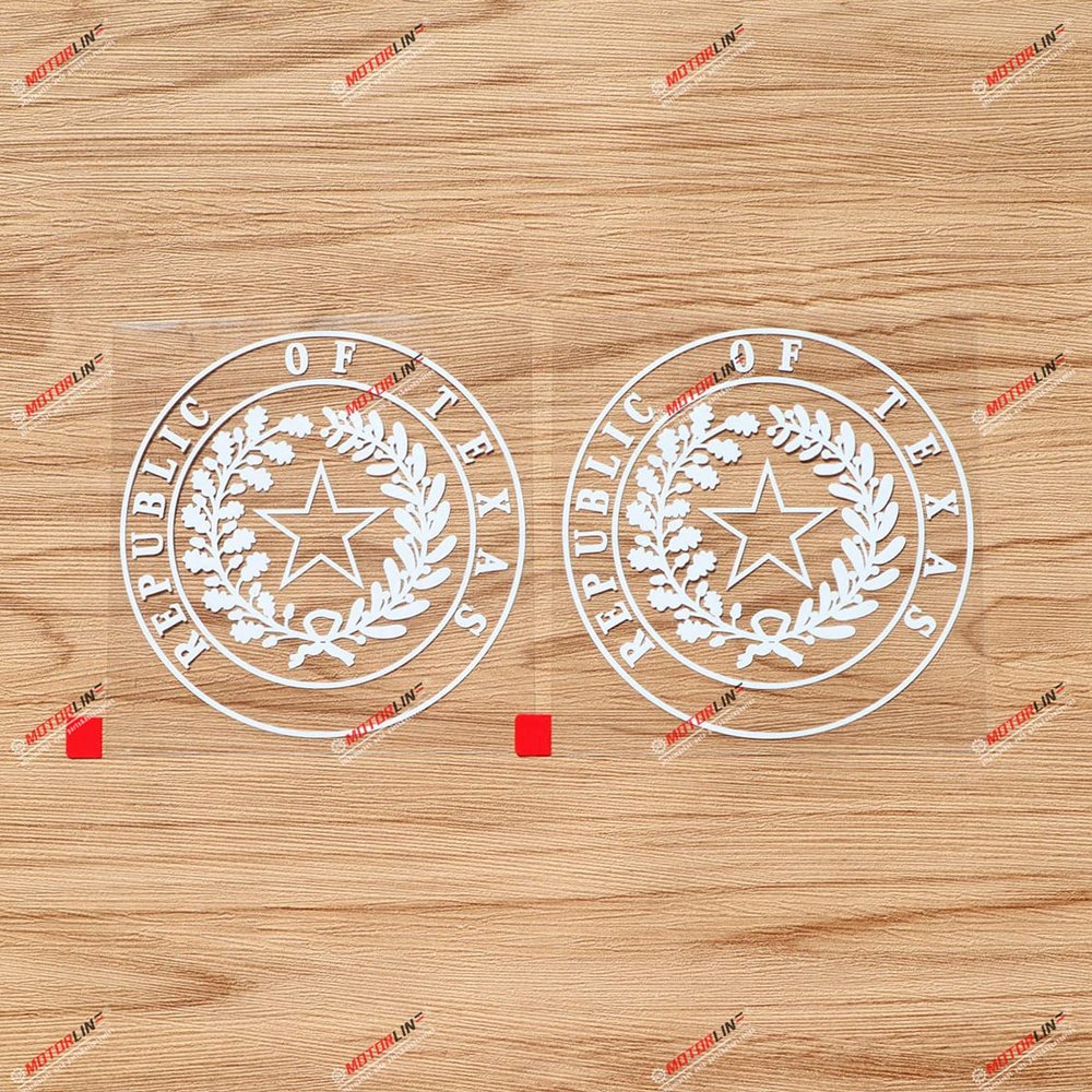 2X White 4'' Republic of Texas Seal Decal Sticker US State Car Vinyl Die Cut no Background