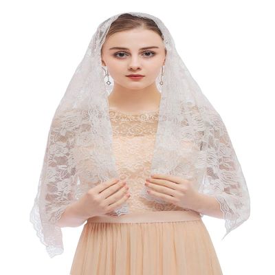 Catholic Church Veils Mantillas For Women Lace Scarf Mass Head Covering White