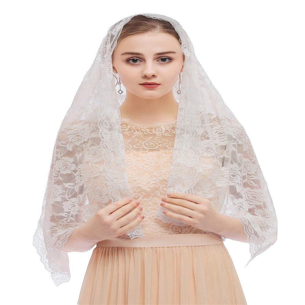 Catholic Church Veils Mantillas For Women Lace Scarf Mass Head Covering White