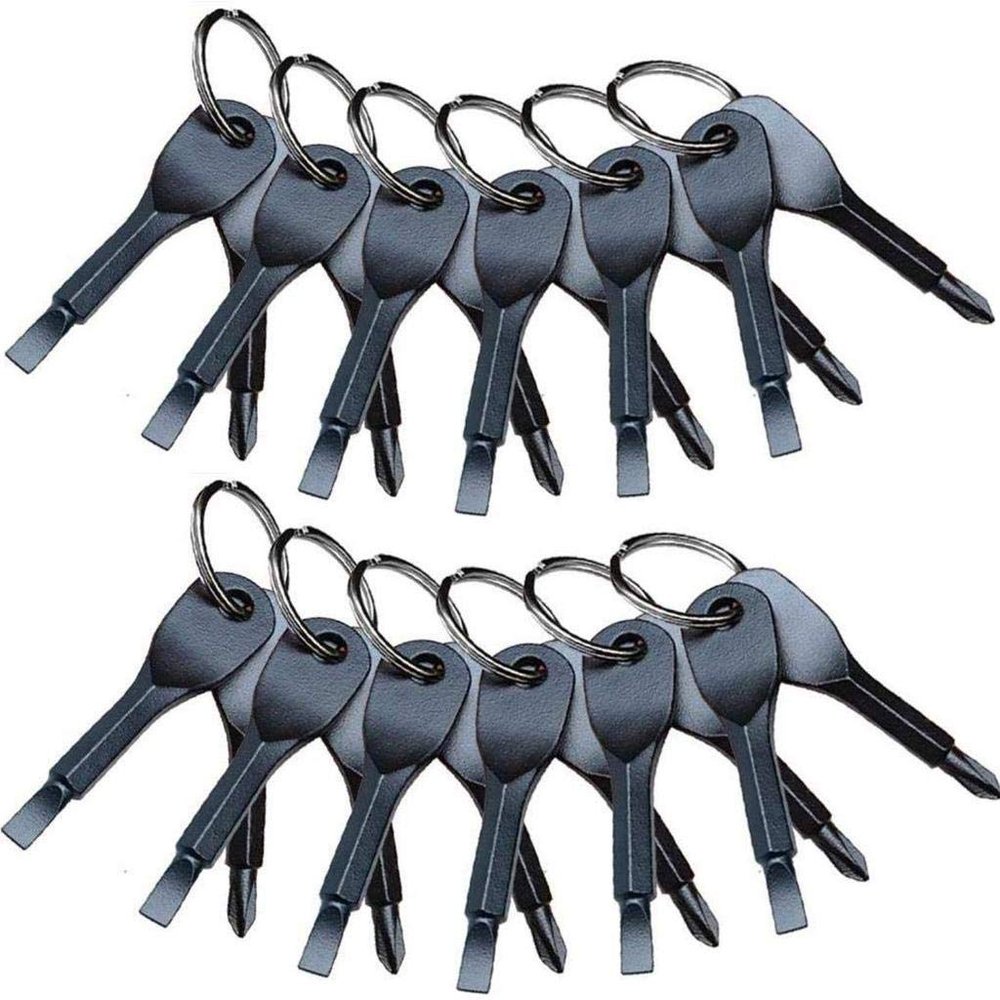CoscosX 100 Sets Portable Every Day Carry Keys Ring Cross and Slot Type Screwdriver Men's Socks Key Outdoor Multifunction Key Chain Stainless Keychain Pocket Tool Screwdriver Set with Keychain