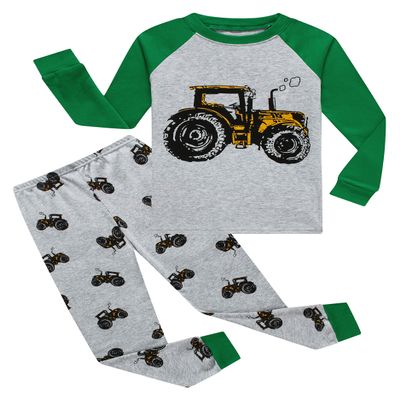 Family Feeling Tractor Boys Long Sleeve Pajamas Sets Cotton Pyjamas Kids Pjs Size 3