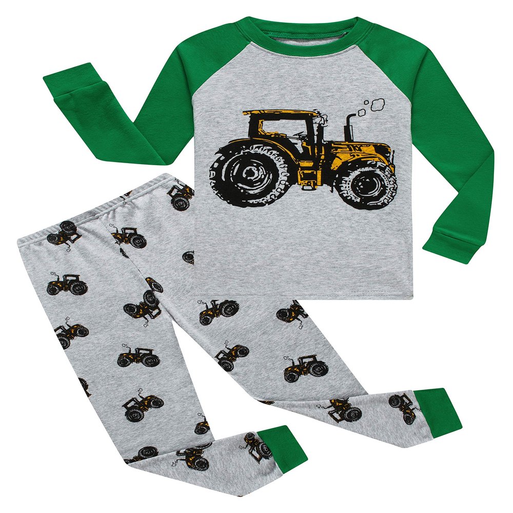 Family Feeling Tractor Boys Long Sleeve Pajamas Sets Cotton Pyjamas Kids Pjs Size 3