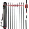 Obert 12pcs 30 Inch Carbon Arrows for Recurve Bow 500 Spine Hunting Arrows and Quiver Set for Archery Target Practice view 1