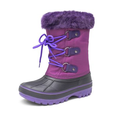 DREAM PAIRS Boys & Girls Faux Fur-Lined Winter Snow Boots for Little/Big Kids,Size 5 Big Kid,Purple,FORESTER