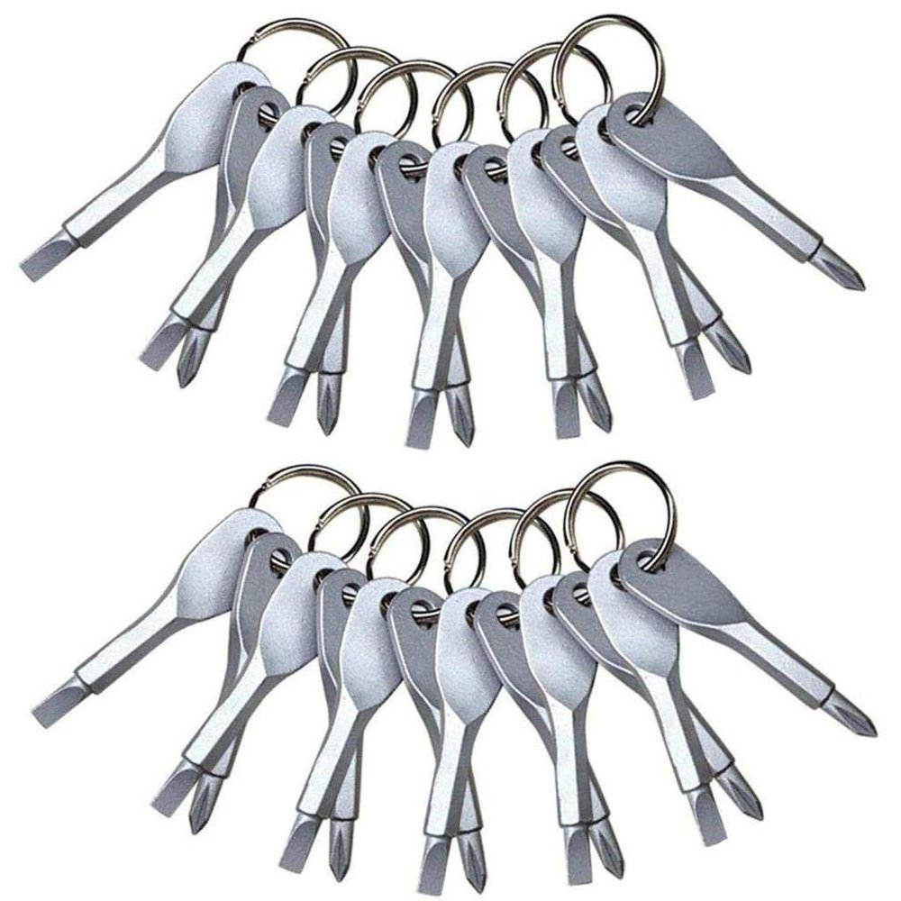 CoscosX 100 Sets Portable Every Day Carry Keys Ring Cross and Slot Type Screwdriver Men's Socks Key Outdoor Multifunction Key Chain Stainless Keychain Pocket Tool Screwdriver Set with Keychain