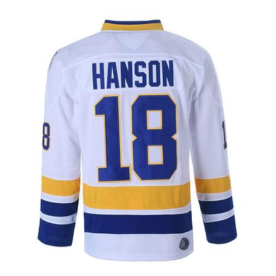 Hanson Brothers Charlestown Chiefs 16 Jack 17 Steve 18 Jeff Slap Shot Movie Ice Hockey Jersey (18 White, Small)