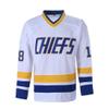 Hanson Brothers Charlestown Chiefs 16 Jack 17 Steve 18 Jeff Slap Shot Movie Ice Hockey Jersey (18 White, Small) view 3