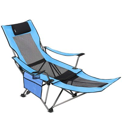 OUTDOOR LIVING SUNTIME Camping Folding Portable Mesh Chair with Removable Footrest(Blue)