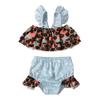 2Pcs/Set Toddler Kid Baby Girls Mermaid Swimsuits Halter Swimwear Ruffled Beachwear Bathing Suit Bikini Set 1-5Y (Black+Blue, 18-24M) view 1