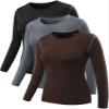 NELEUS Women's 3 Pack Dry Fit Athletic Compression Long Sleeve T Shirt,8019,Black/Grey/Coffee,US 2XL,EU 3XL view 1