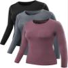 NELEUS Women's 3 Pack Dry Fit Athletic Compression Long Sleeve T Shirt,8019,Black/Grey/Rosy Brown,US XL,EU 2XL view 1