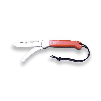 Joker Multipurpose Hunting Pocket Knife Kangaroo II NM127, Steel Blade MOVA 3.3 in. + Skinner Blade, Orange Micarta Hooks, Tool for Fishing, Hunting, Camping and Hiking