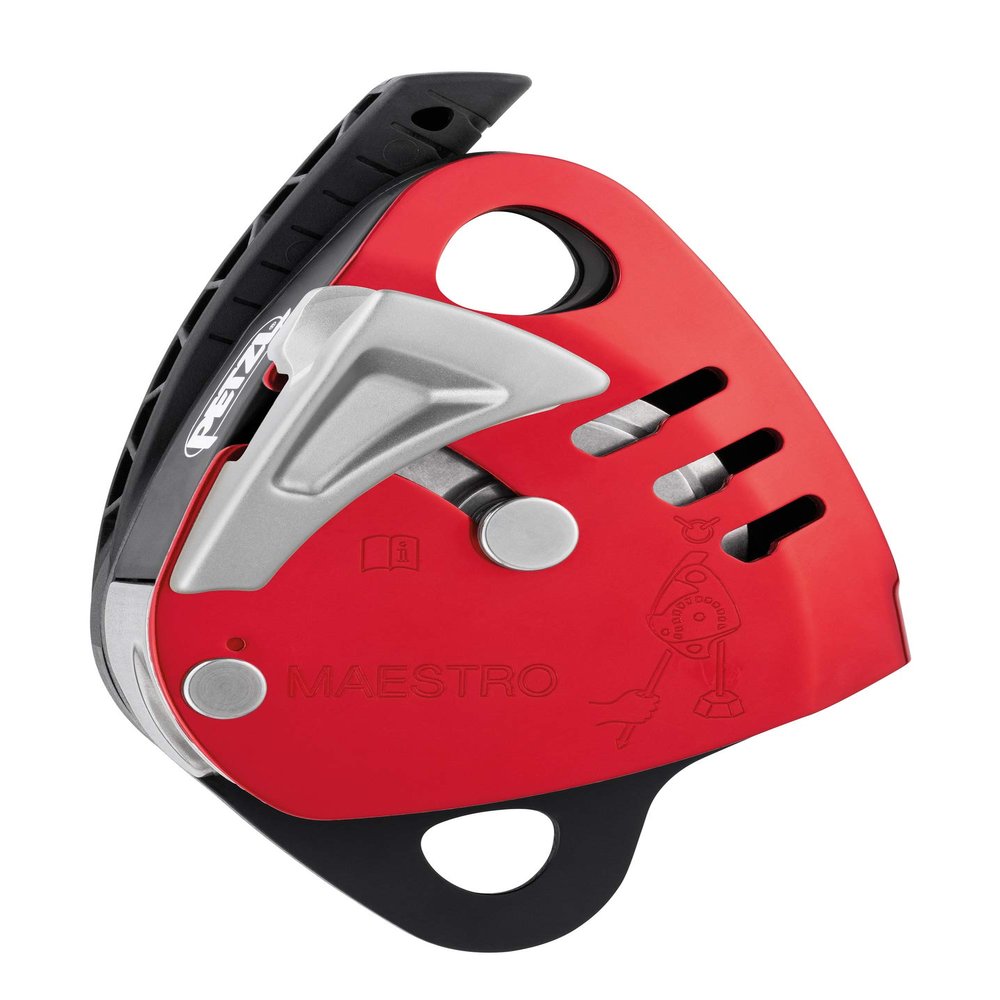 Petzl, Descender Maestro L, Descender with Integrated Progress-Capture Pulley for Loads up to 280 kg, Compatible with 12.5 to 13 mm Ropes