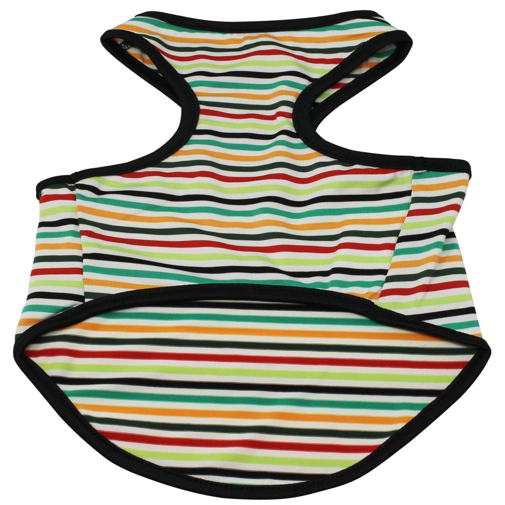 Adjustable Dog T-Shirt Clothing Colorful Striped Sleeveless Clothes for Small Breeds (16inch(40cm) Back)