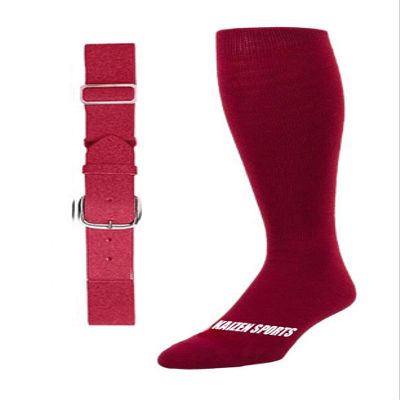Baseball/Softball Sock & Belt Combo | Mens Womens Youth Baseball Sock & Baseball Belt | Notorious Sports (Cardinal, Medium)